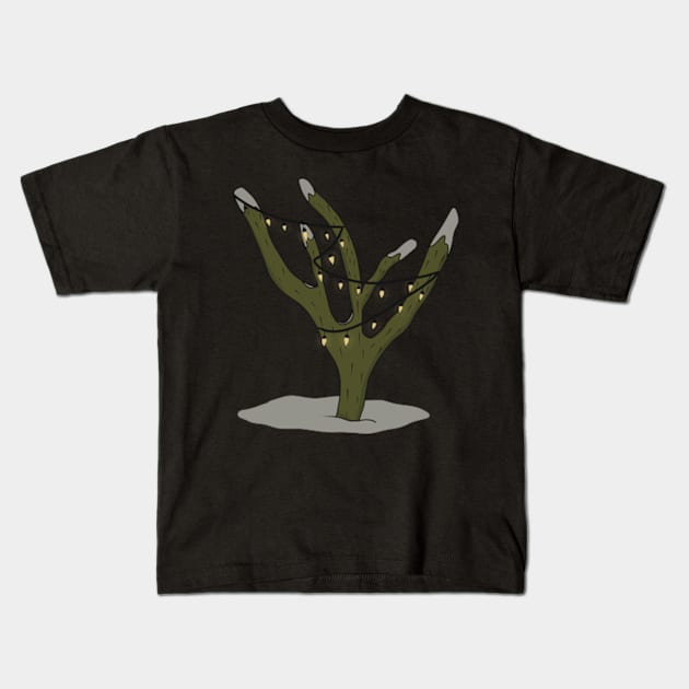 Holiday Lights Cactus Tree 2 Kids T-Shirt by WalkSimplyArt